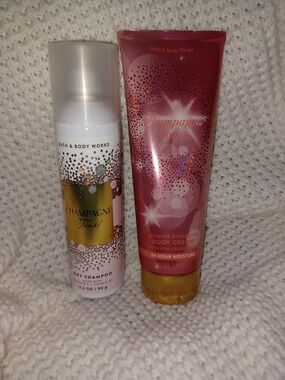 Bath & Body Works Champagne Toast Body Cream & Dry Shampoo - Pink, Gold, White